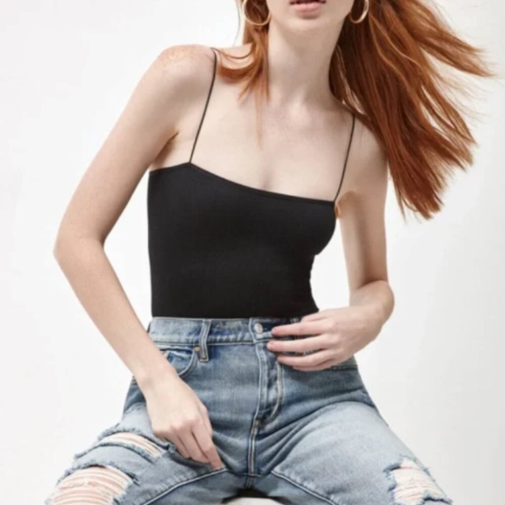 Ribbed Black Bodysuit